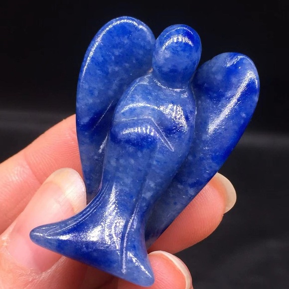 🆕New Blue Aventurine Crystal Angel Figurine-Hand-Carved - Picture 1 of 6